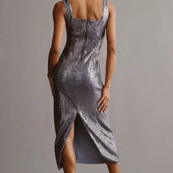 Pilcro Sequin Slim Midi Dress, SZ M - Picture 2 of 6